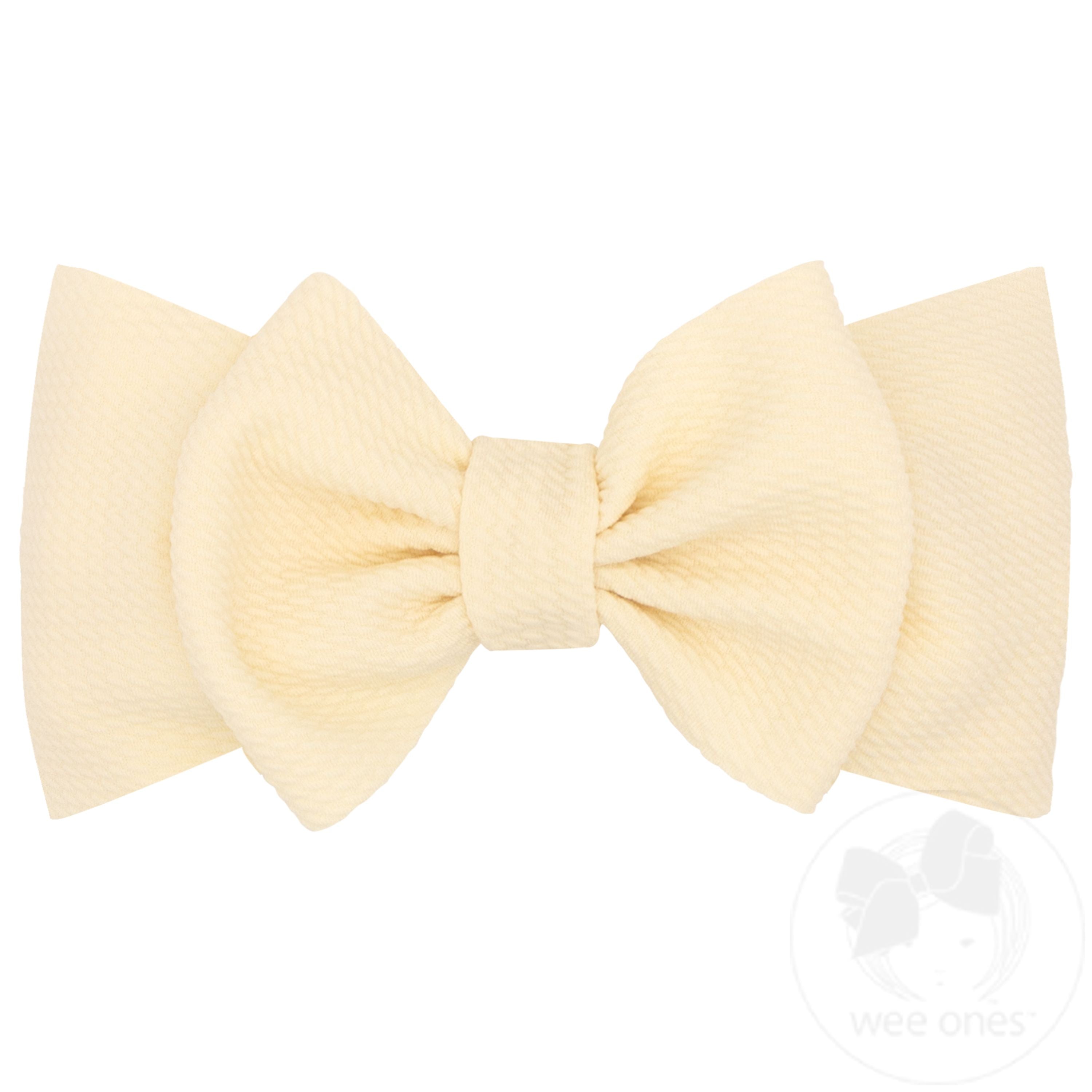 Soft Solid Rippled-Textured Large Baby Girls Bowtie on