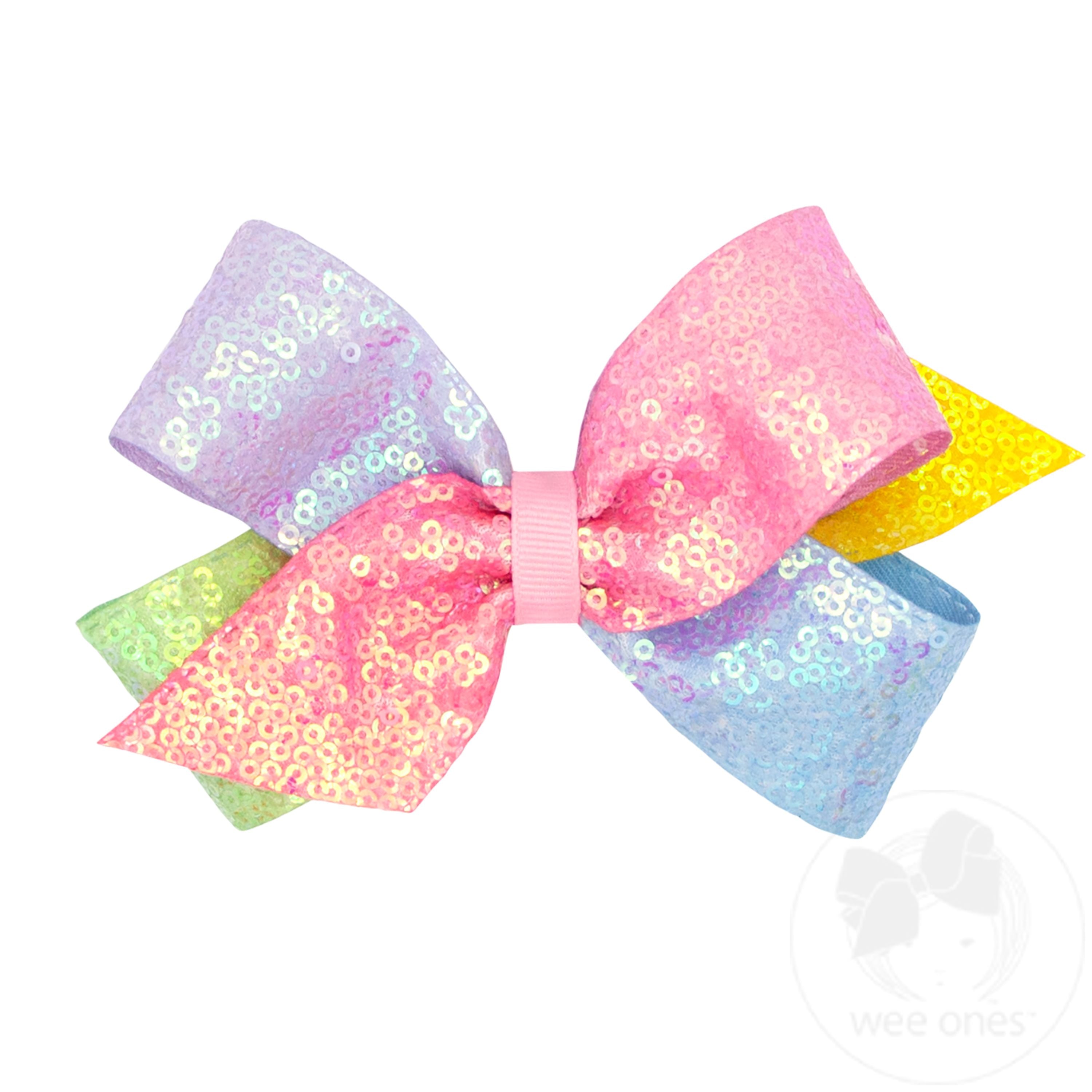 Medium Ombre Printed Sequin Hair Bow - PASTEL | Wee Ones