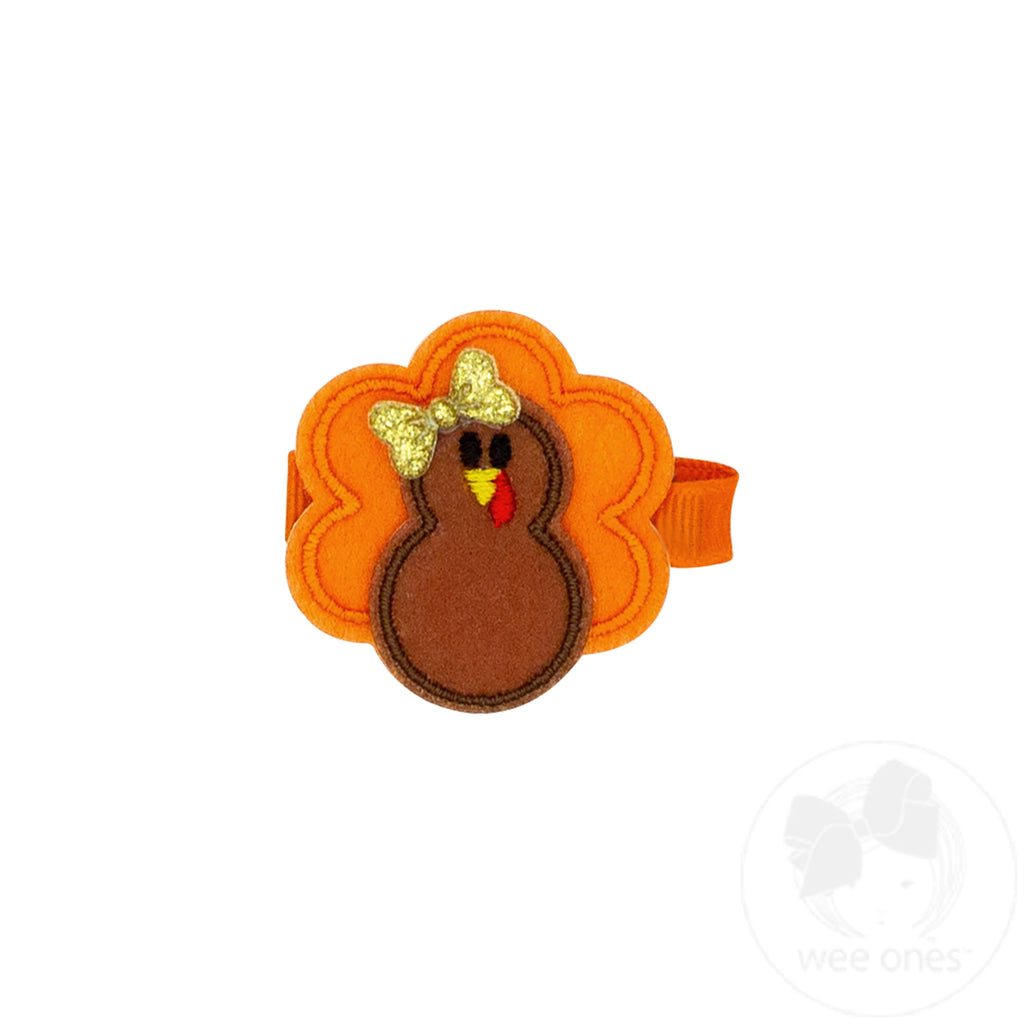 Harvest Turkey Embroidery Felt Hair Clip