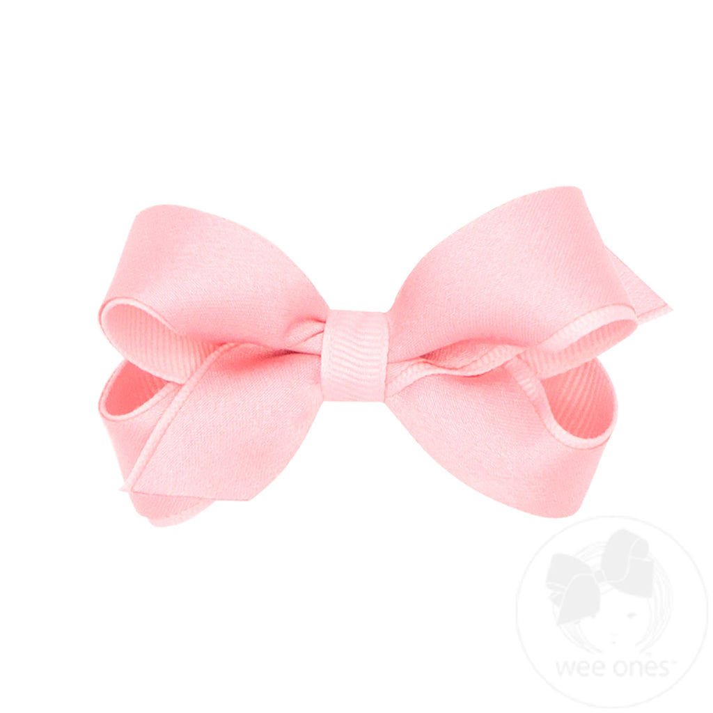 Mini Crepe Satin with Grosgrain Underlay Hair Bow