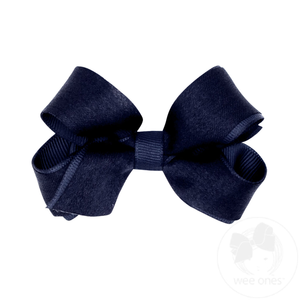 Mini Crepe Satin with Grosgrain Underlay Hair Bow