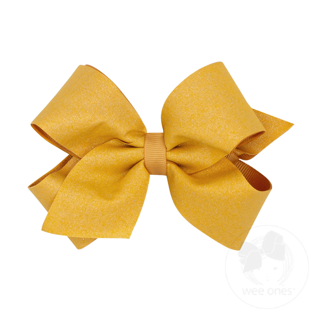 Medium Shimmer Fabric with Grosgrain Underlay Hair Bow