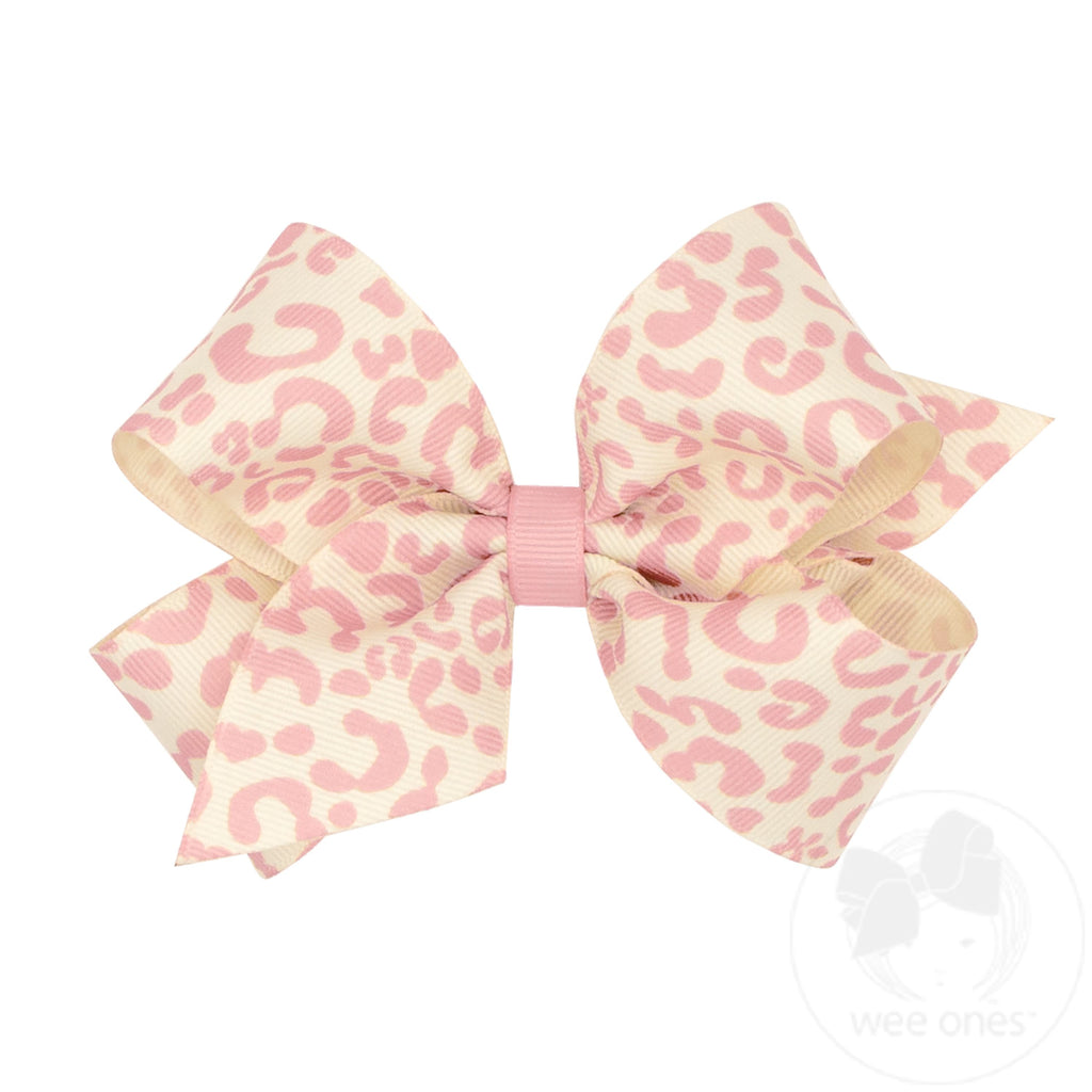 Medium Leopard Print Grosgrain Hair Bow