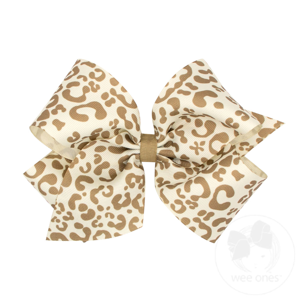 King Leopard Print Grosgrain Hair Bow