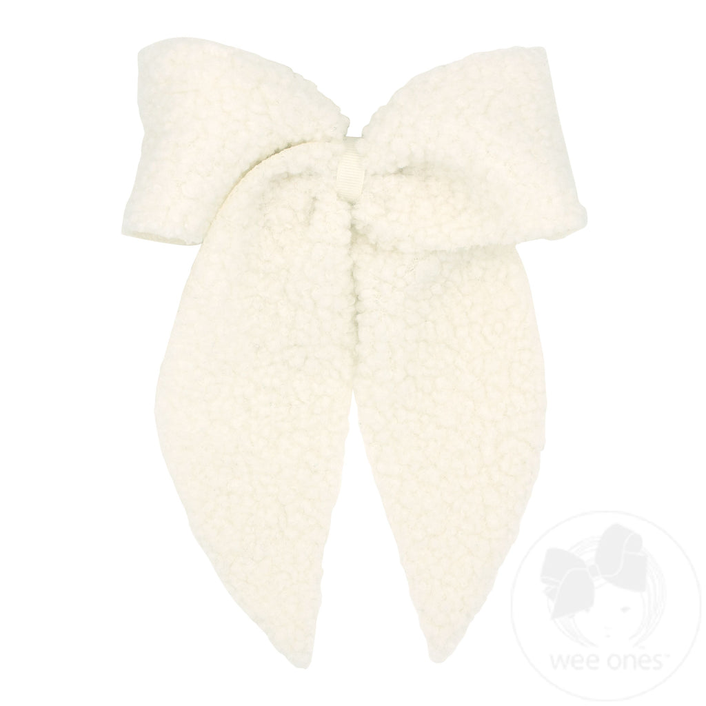 King Faux Sherpa Whimsy Tails with Grosgrain Wrap