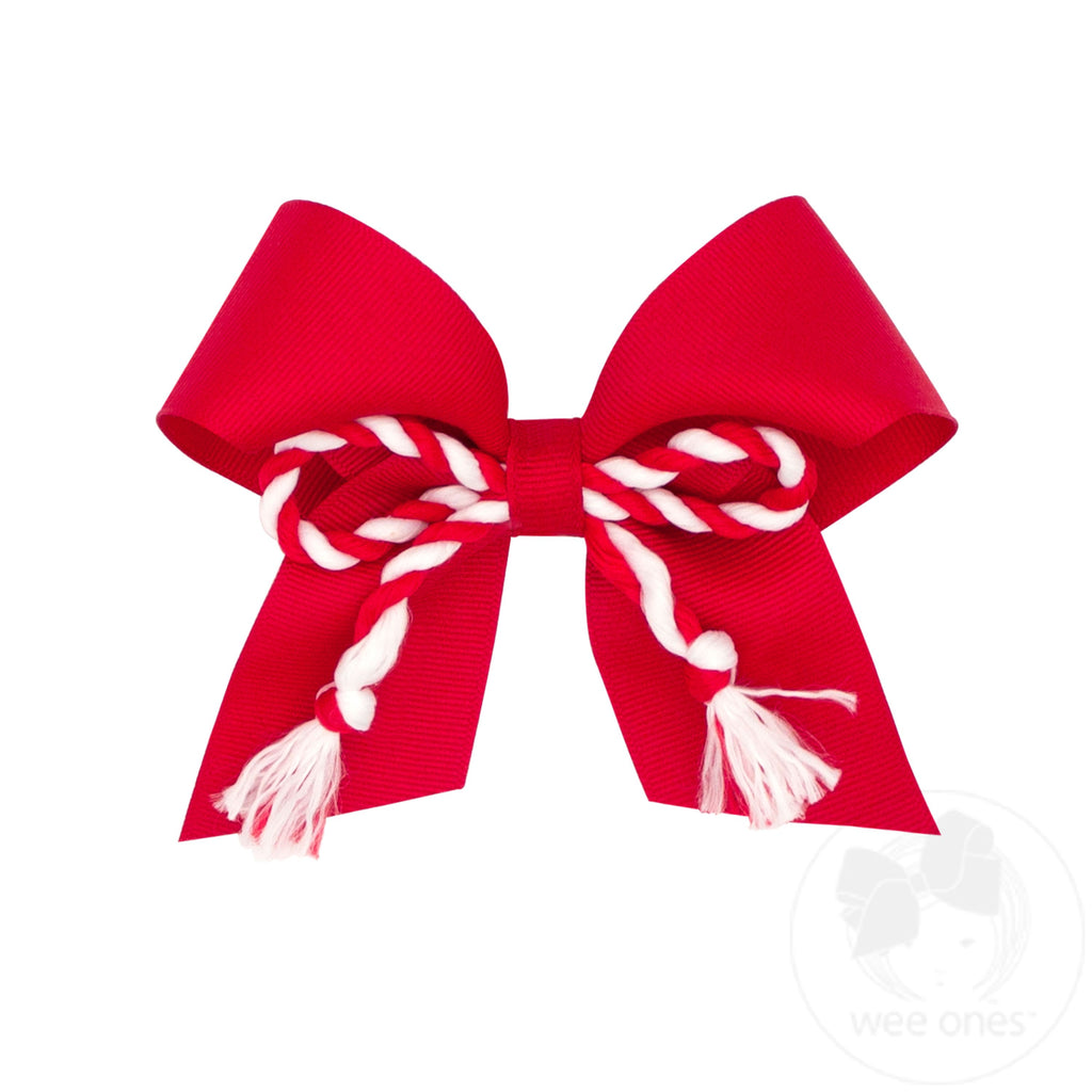 Medium Grosgrain Cheer Bow with Twisted Rope Fringe
