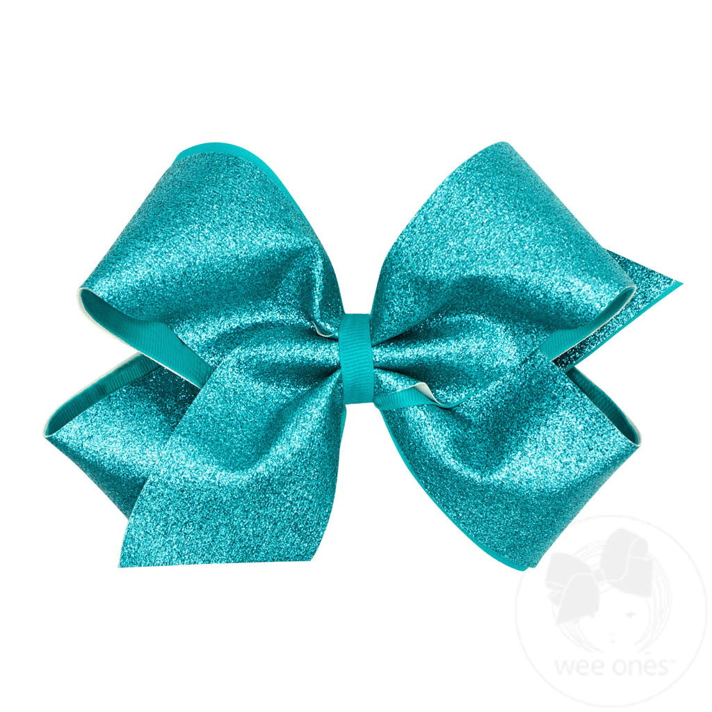 King Glitter Vinyl with Grosgrain Underlay Hair Bow