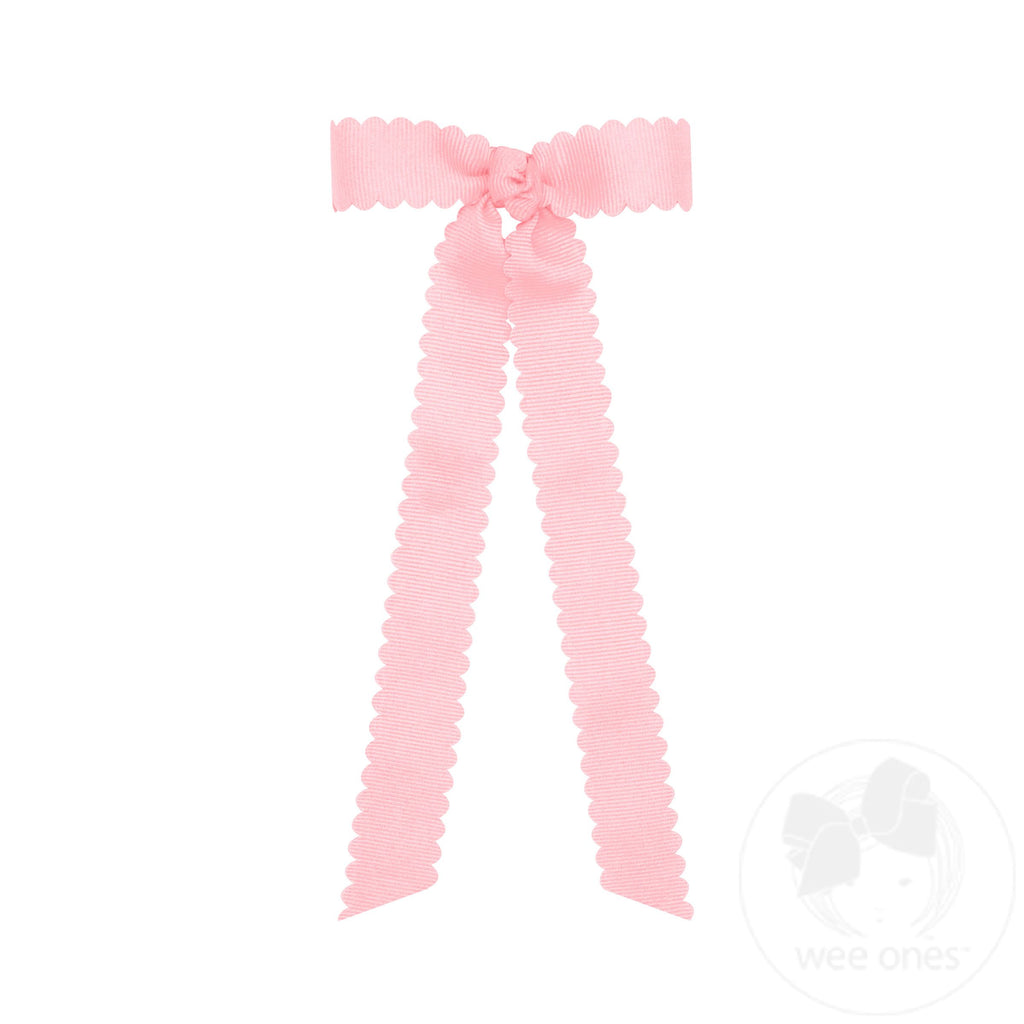 Mini Grosgrain Bowtie with Scalloped Edge, Knot Wrap, and Streamer Tails