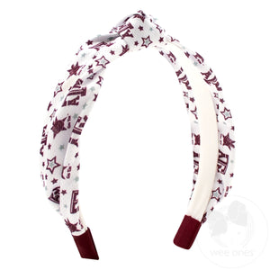 Signature Collegiate Logo Print Soft Ripple-Textured Knot Wrap Headband