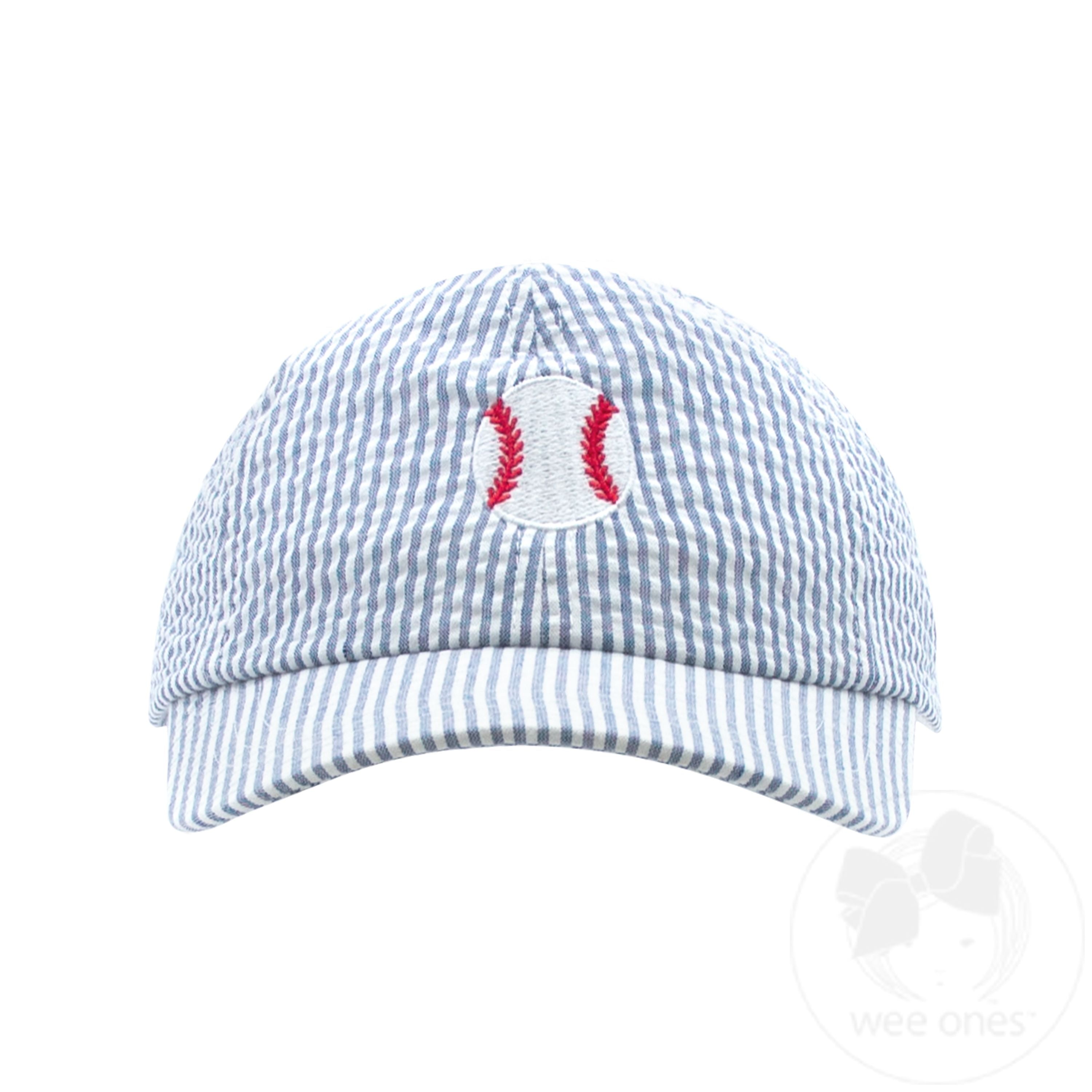 Boys Embroidered Baseball Seersucker Denim Ball Cap - DENIM