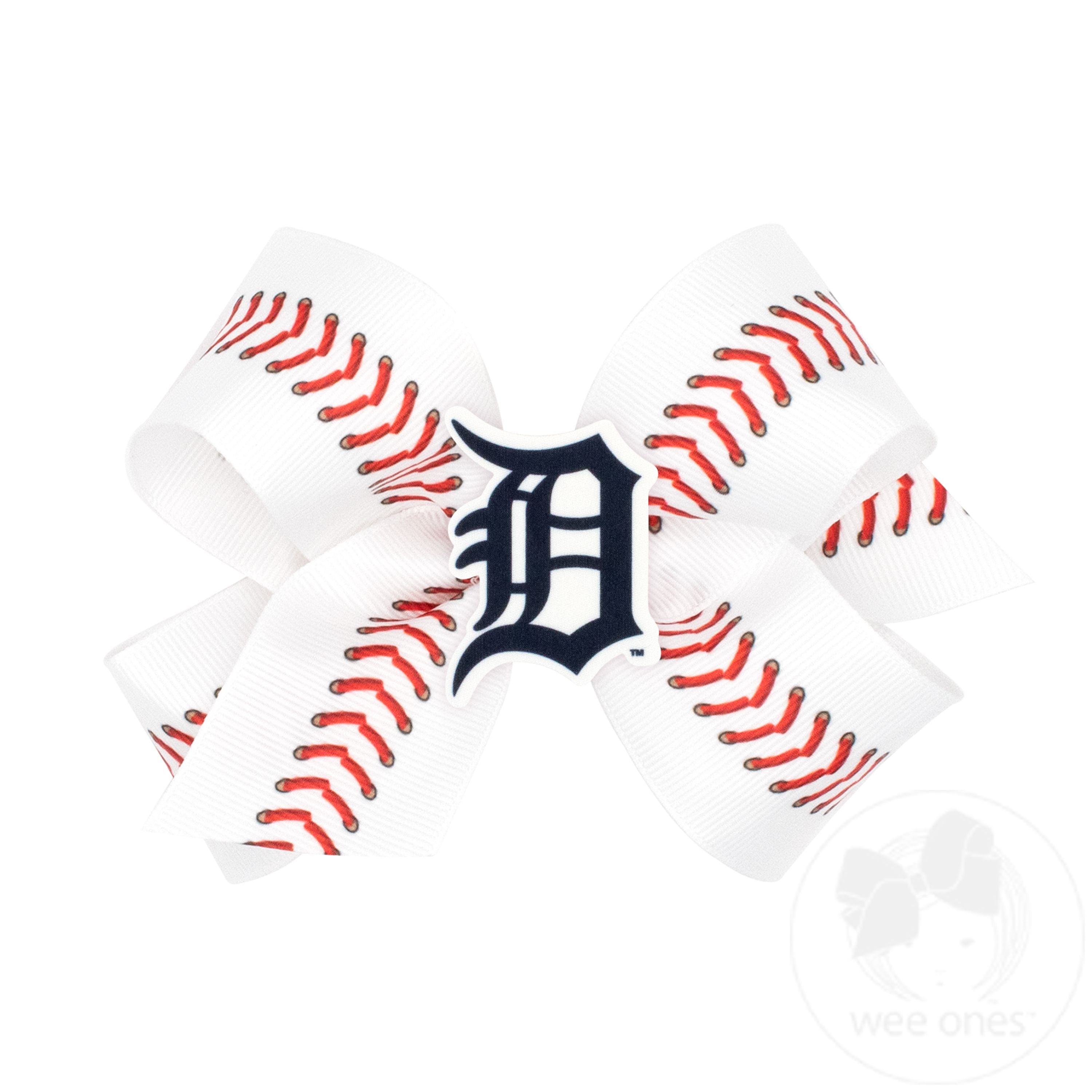 Medium Detroit Tigers Baseball Stitch Print Hair Bow with Badge ...