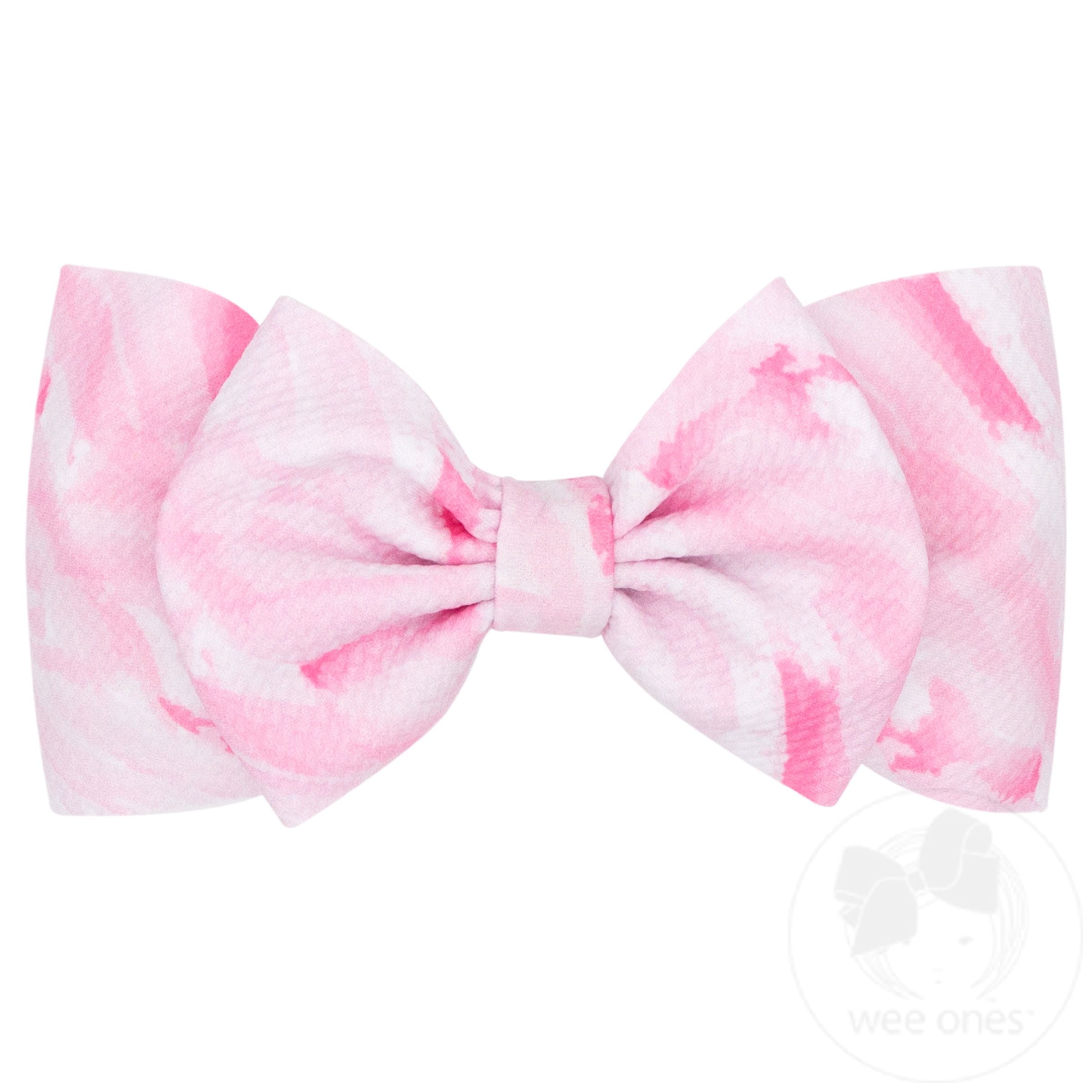 Soft Printed Pink Watercolor Rippled-Textured Wide Girls