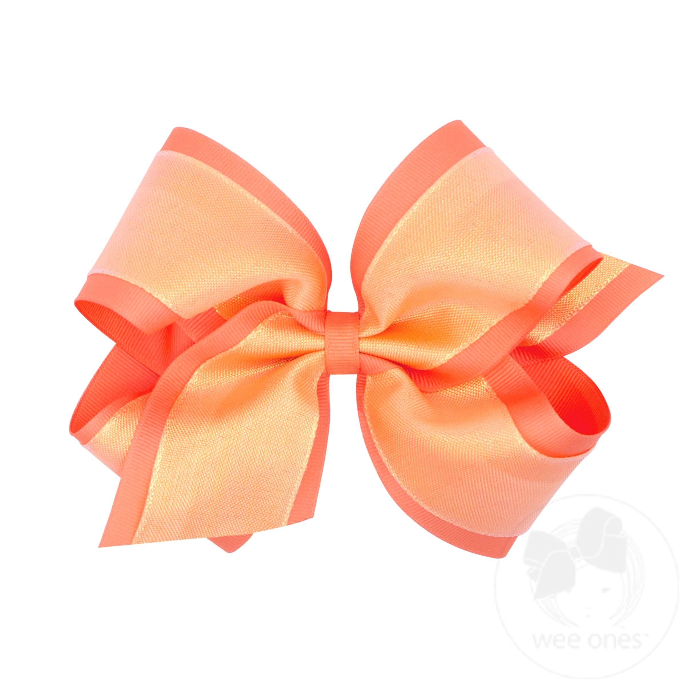 Wee Ones King Monogrammed Grosgrain Girls Hair Bow - Light Pink with Hot Pink Initial A