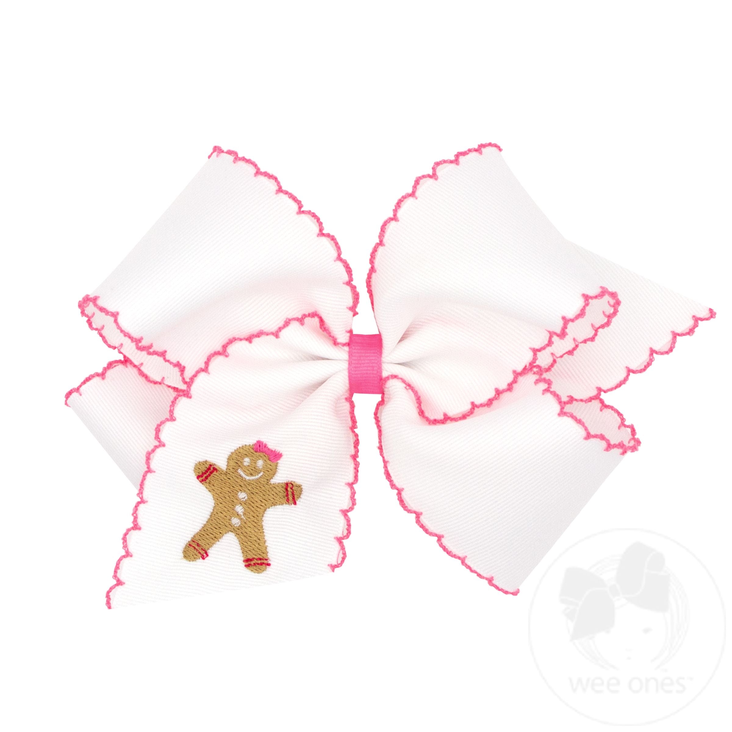 Wee Ones Scalloped Edge Grosgrain Bow Light Pink King - Bibs and