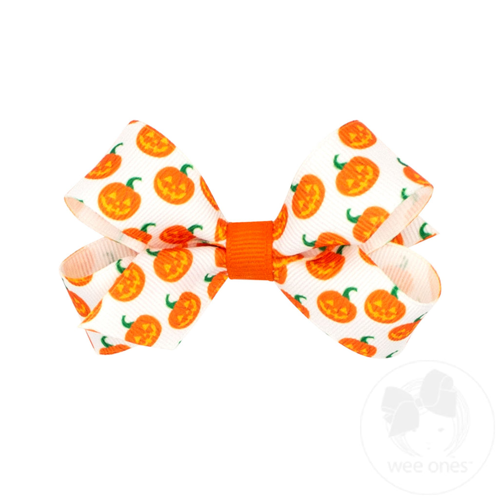 Mini Halloween-themed Printed Grosgrain Hair Bow
