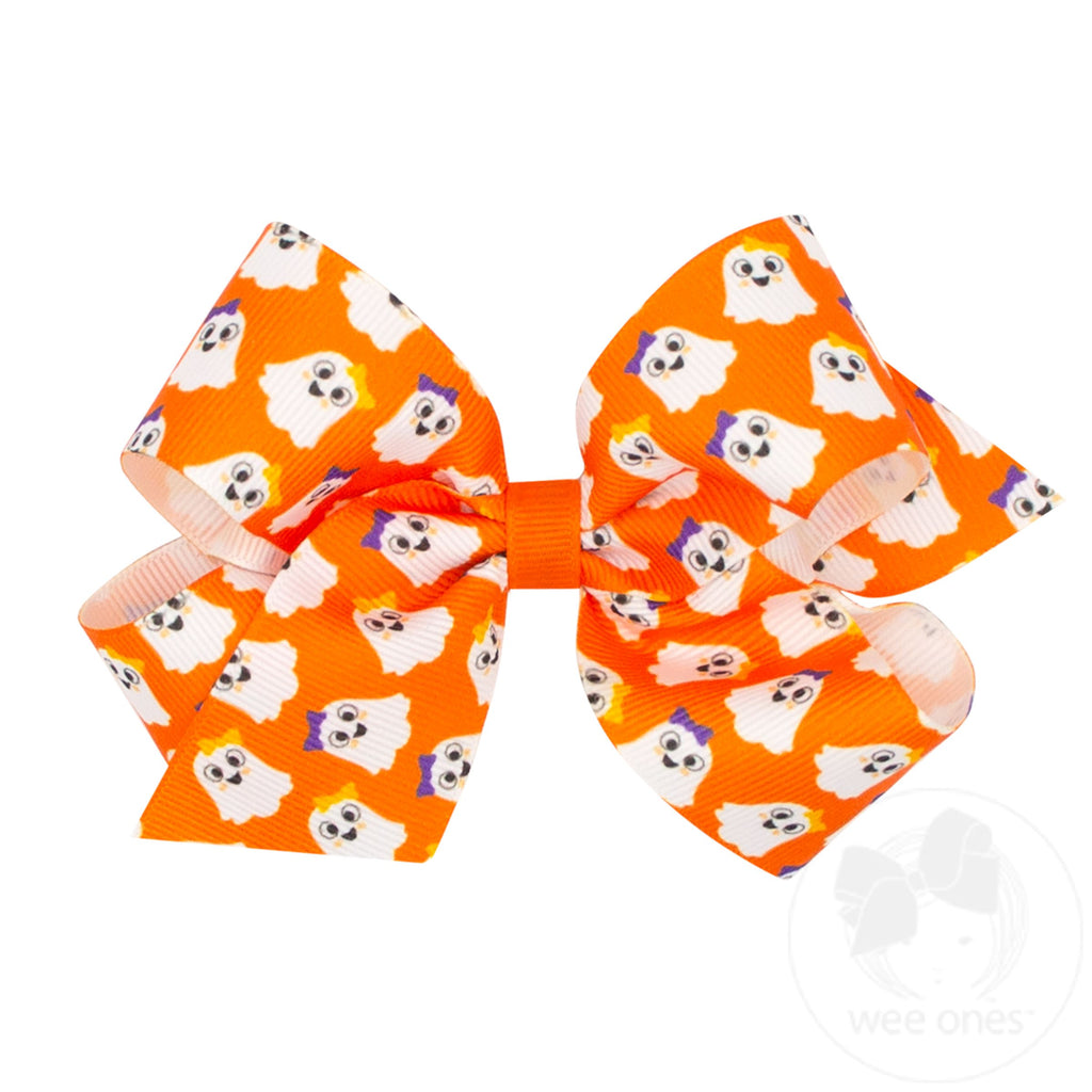 Medium Halloween-themed Printed Grosgrain Hair Bow