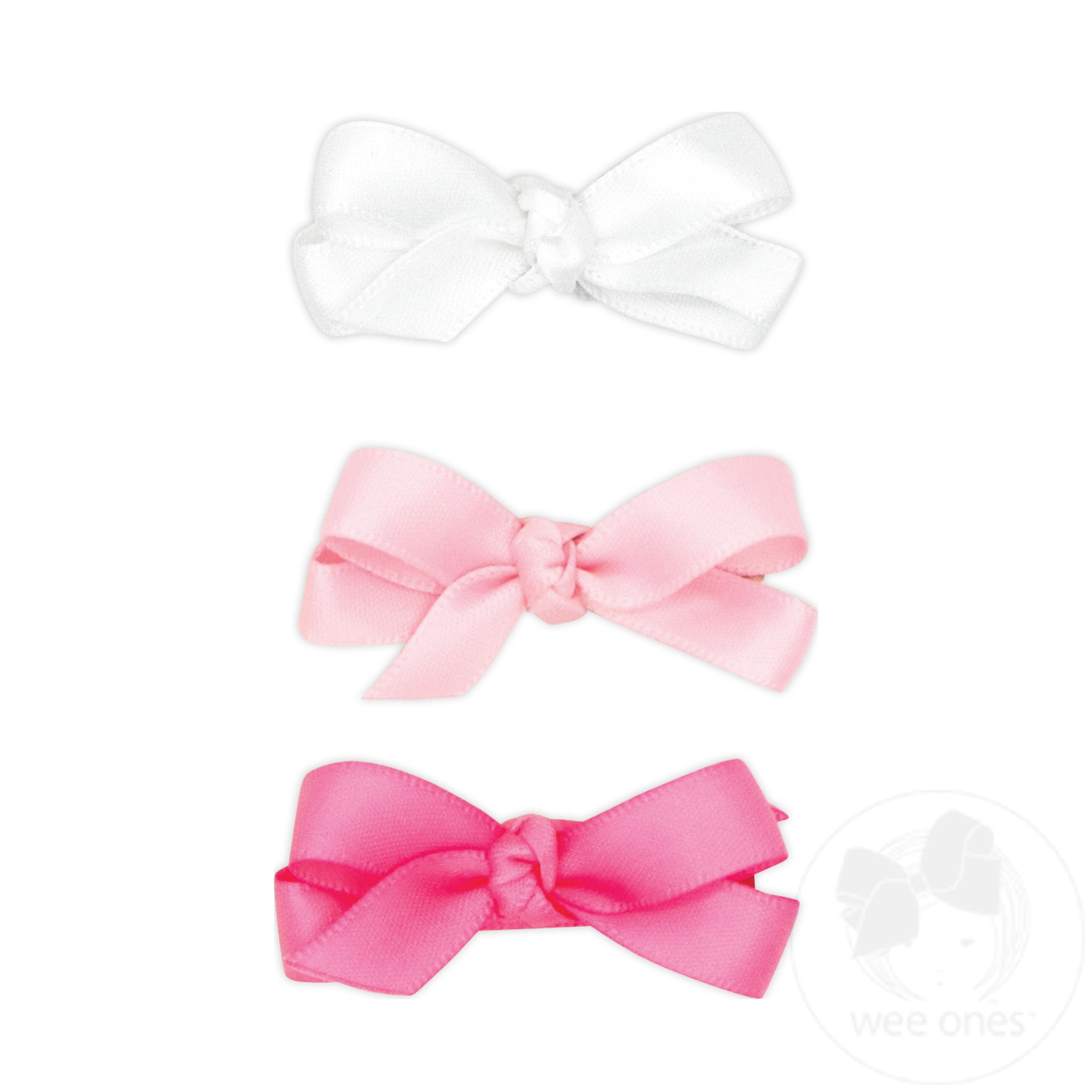NEW MULTIPACK! Baby Satin Hair Bows with Knot Wrap - WHT