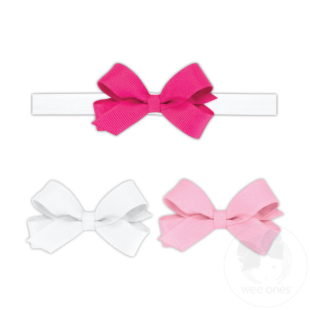 GIFT PACK! Three Tiny Grosgrain Hair Bows and One Add-A-Bow Band