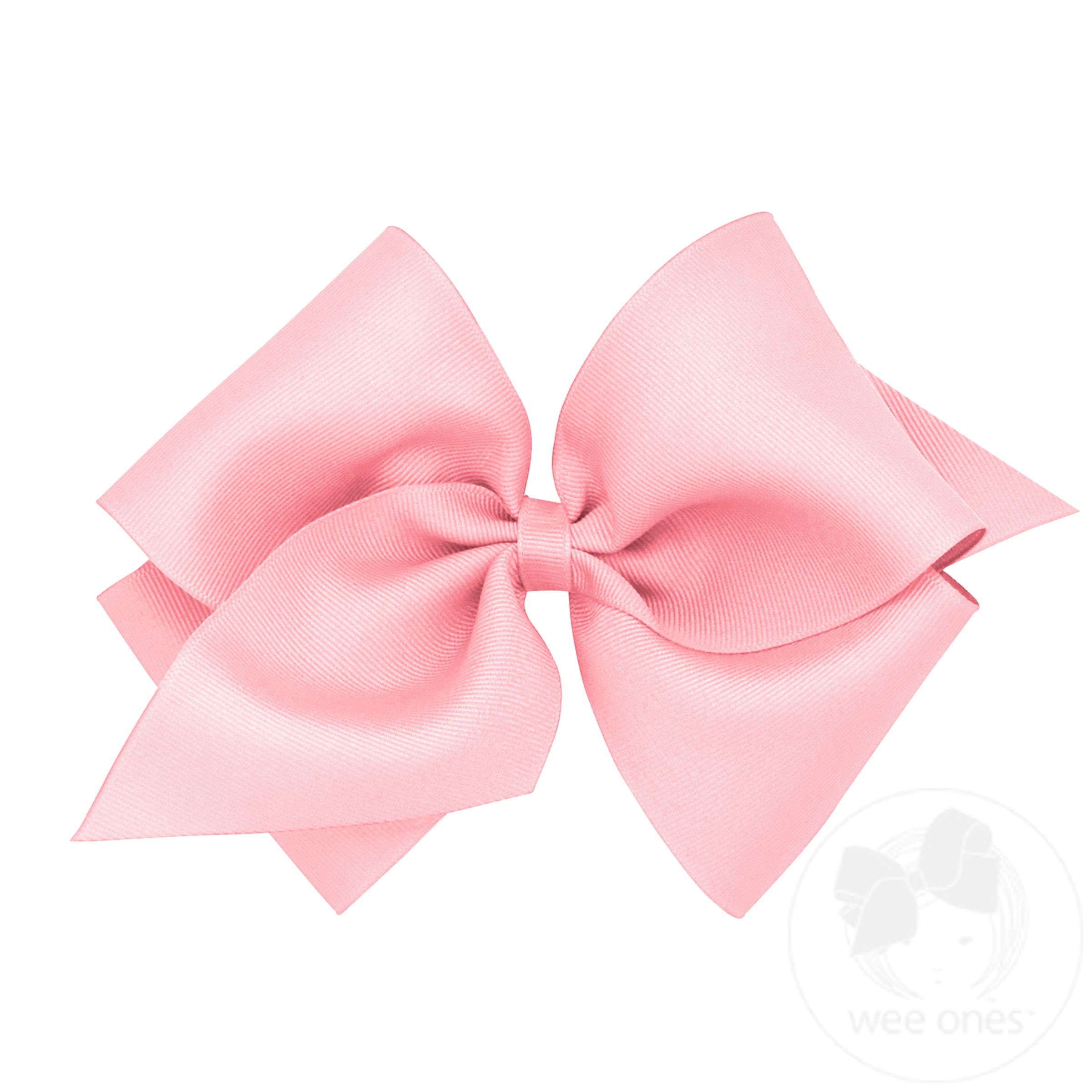 Wee Ones Two-Tone Grosgrain Hair Bow Holder with Attached Small King Scalloped Edge Hair Bow and Scalloped Detail on Strip PRL/HPK