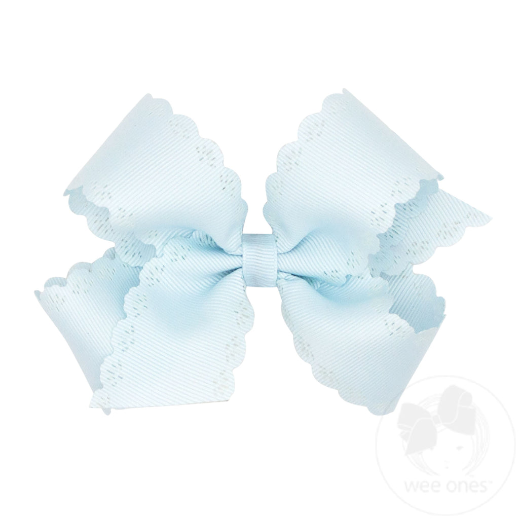 Medium Grosgrain Bow with Eyelet Flower-Embossed Edges