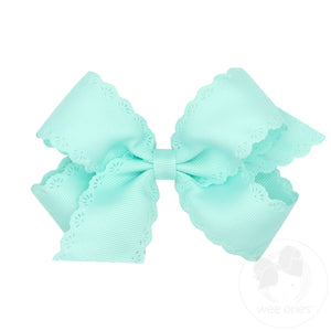 Medium Grosgrain Bow with Eyelet Flower-Embossed Edges