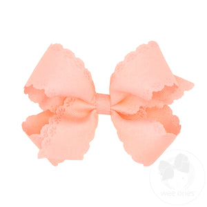 Medium Grosgrain Bow with Eyelet Flower-Embossed Edges