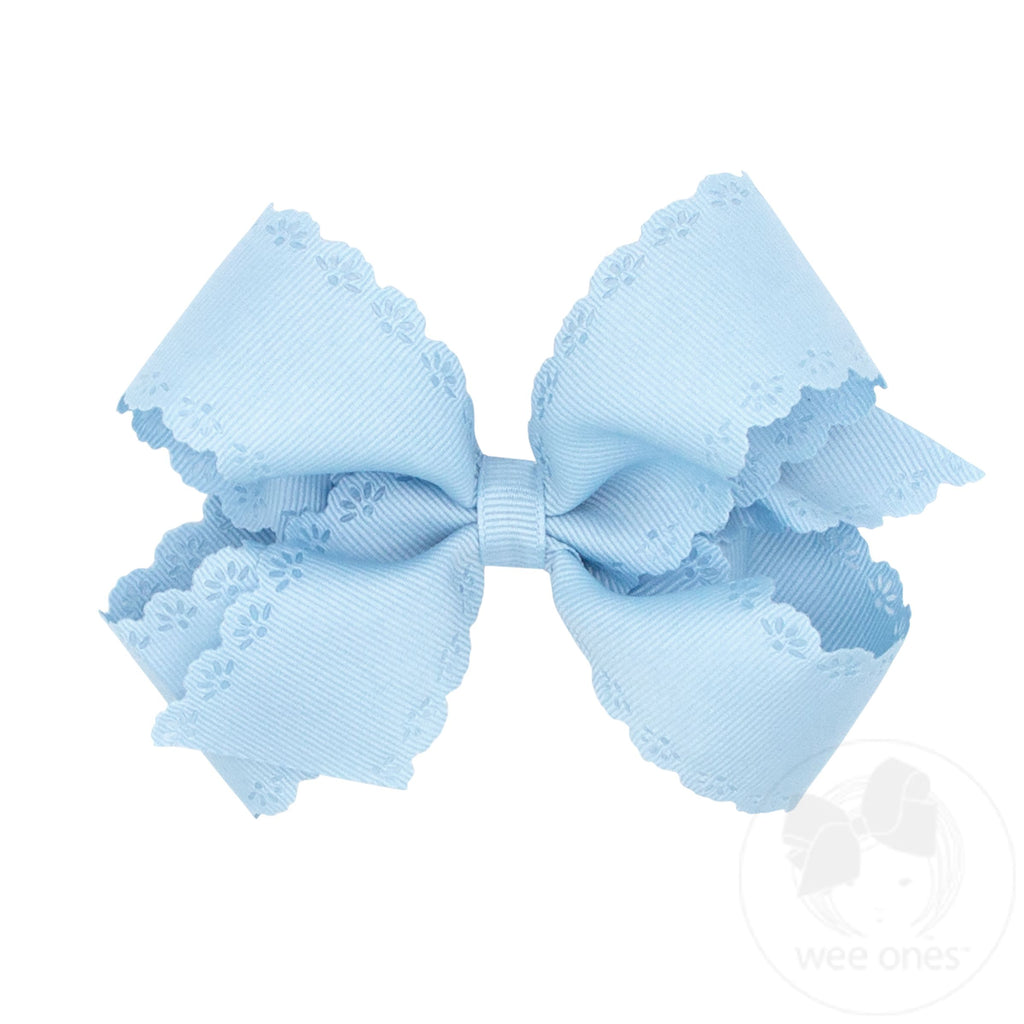 Medium Grosgrain Bow with Eyelet Flower-Embossed Edges