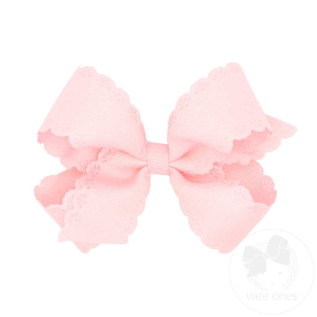 Medium Grosgrain Bow with Eyelet Flower-Embossed Edges