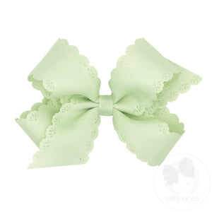 Medium Grosgrain Bow with Eyelet Flower-Embossed Edges