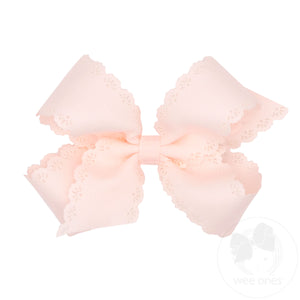 Medium Grosgrain Bow with Eyelet Flower-Embossed Edges