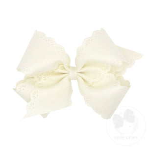 Small King Grosgrain Bow with Eyelet Flower Embossed Edges