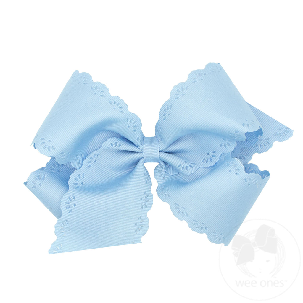 Small King Grosgrain Bow with Eyelet Flower Embossed Edges