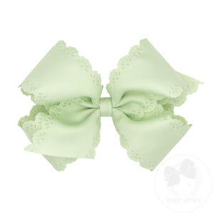 Small King Grosgrain Bow with Eyelet Flower Embossed Edges