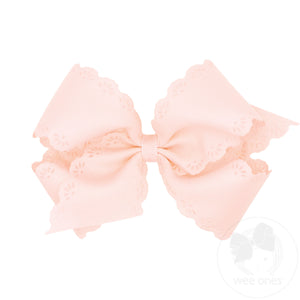 Small King Grosgrain Bow with Eyelet Flower Embossed Edges