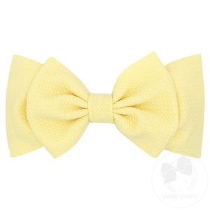Soft Solid Rippled-Textured Large Baby Girls Bowtie on Matching Wide Band