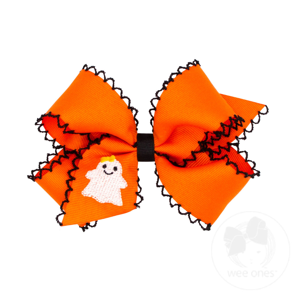 Medium Moonstitch Hair Bow with Embroidered Ghost