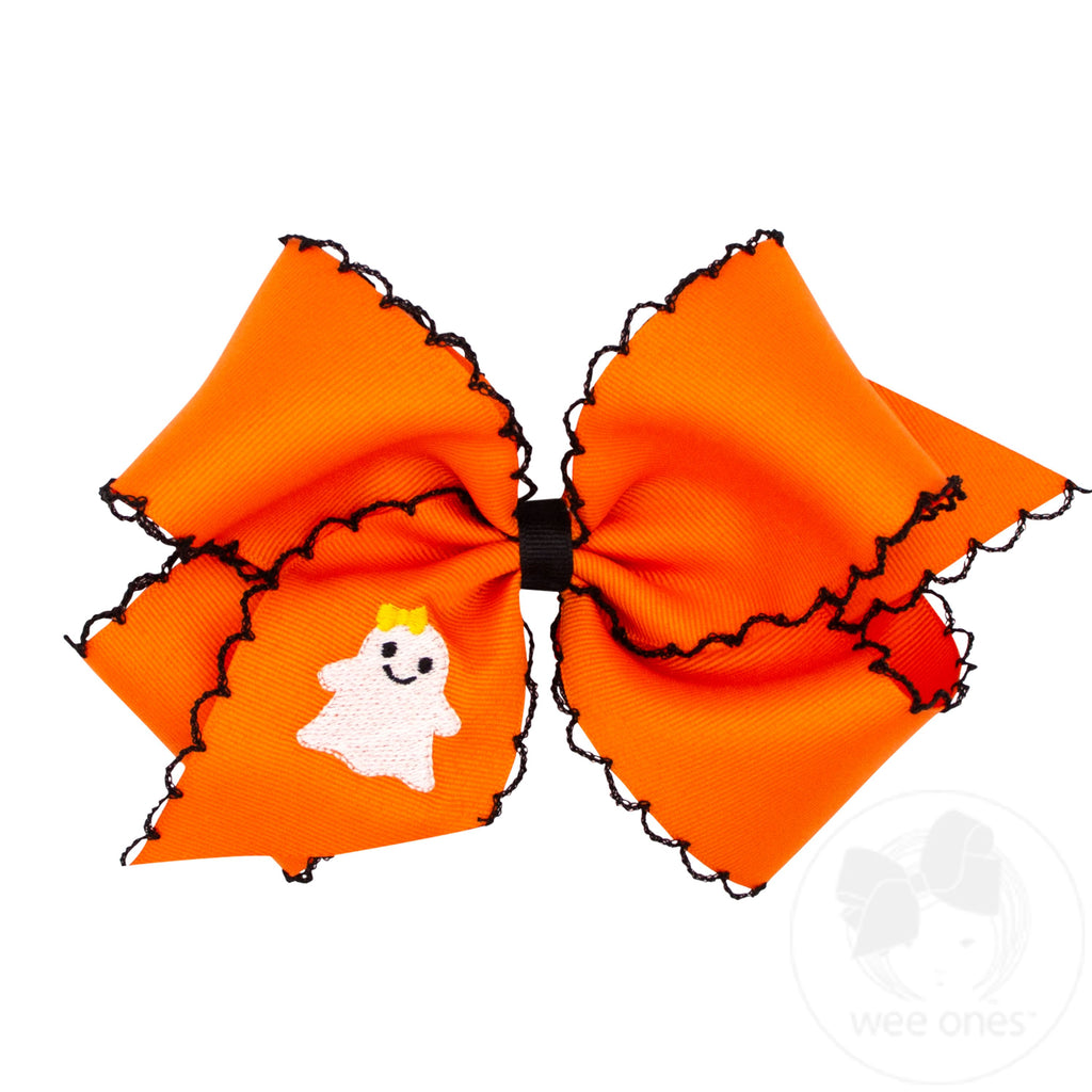 King Moonstitch Hair Bow with Embroidered Ghost