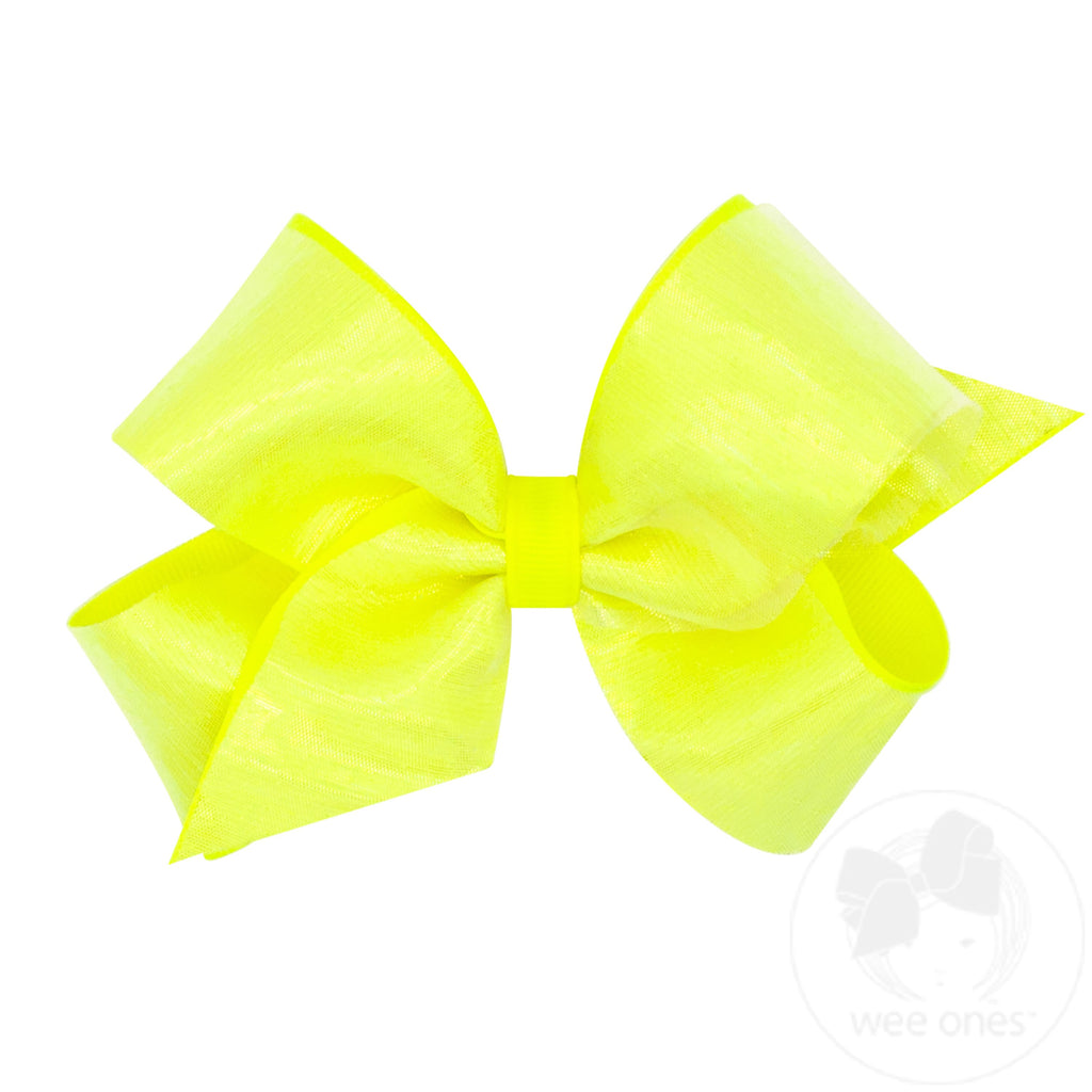 Medium Sheer Iridescent and Grosgrain Overlay Hair Bow