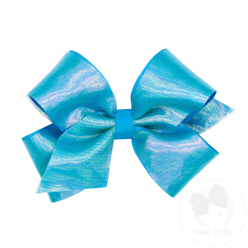 Medium Sheer Iridescent and Grosgrain Overlay Hair Bow