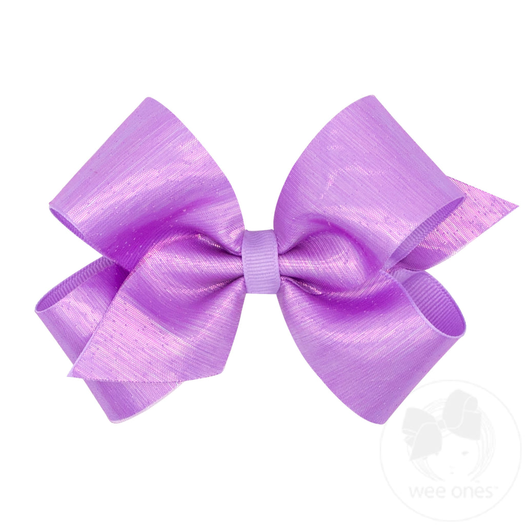 Medium Sheer Iridescent and Grosgrain Overlay Hair Bow