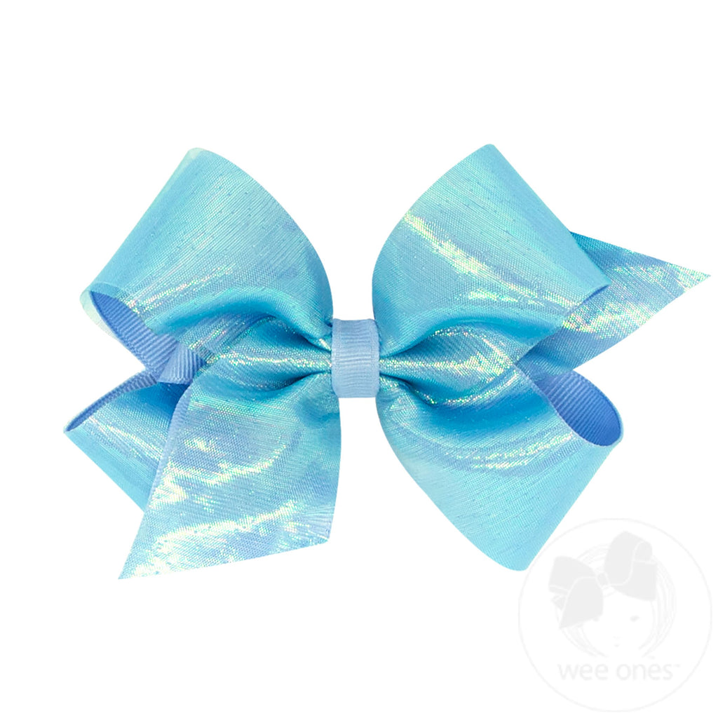 Medium Sheer Iridescent and Grosgrain Overlay Hair Bow