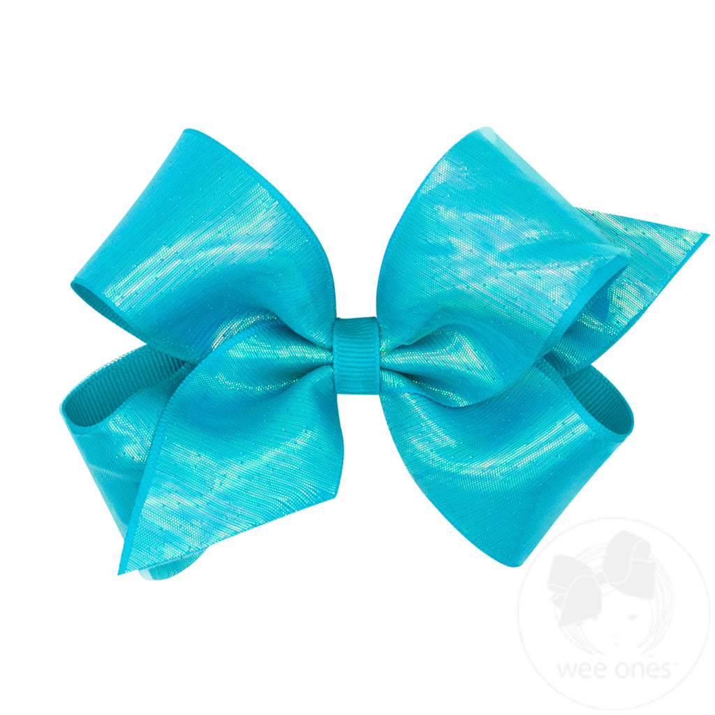 Medium Sheer Iridescent and Grosgrain Overlay Hair Bow