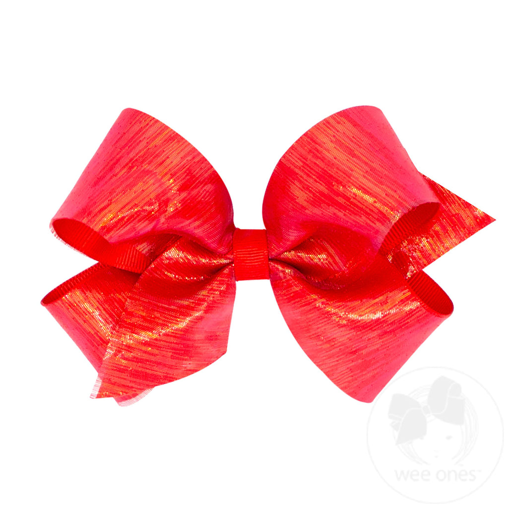 Medium Sheer Iridescent and Grosgrain Overlay Hair Bow