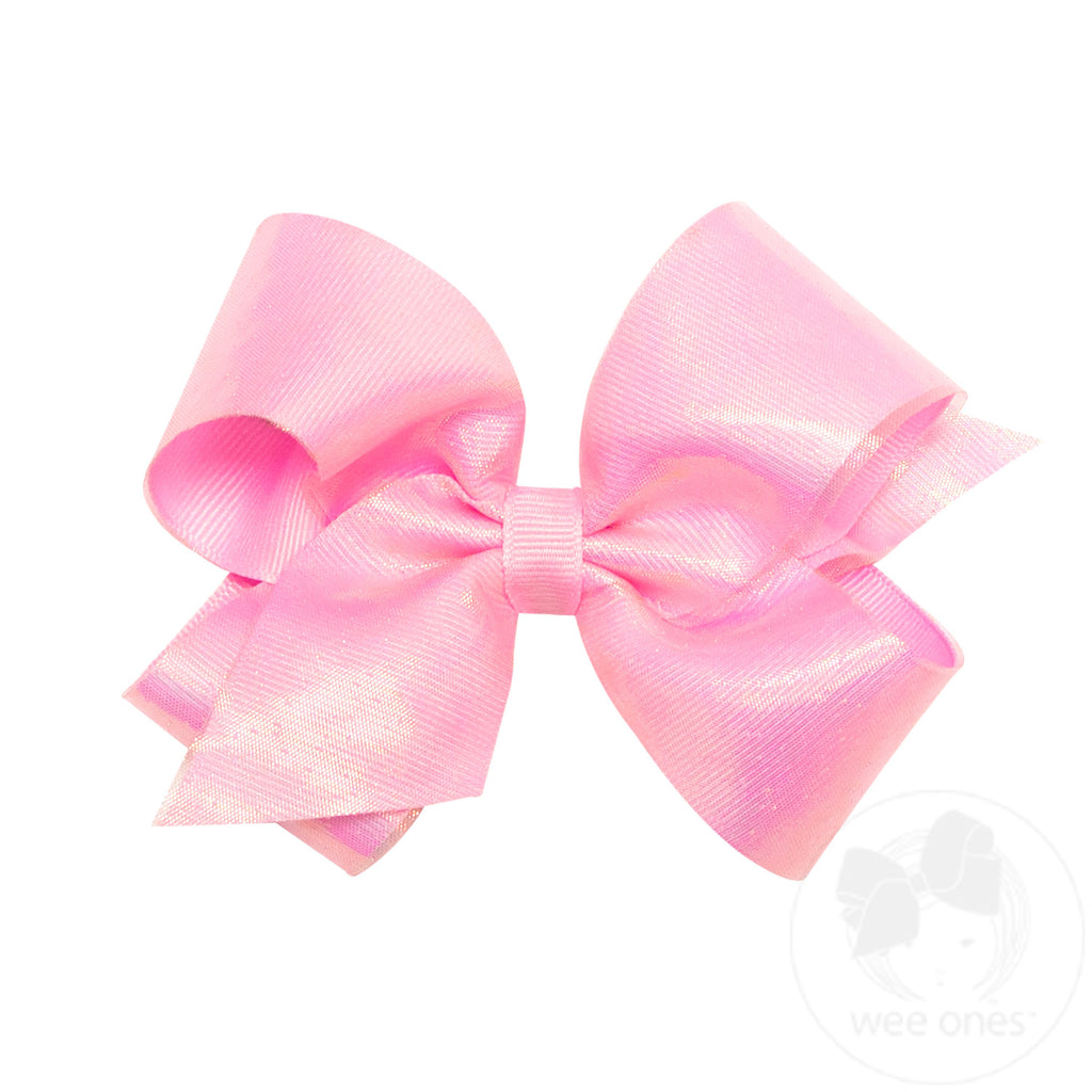 Medium Sheer Iridescent and Grosgrain Overlay Hair Bow