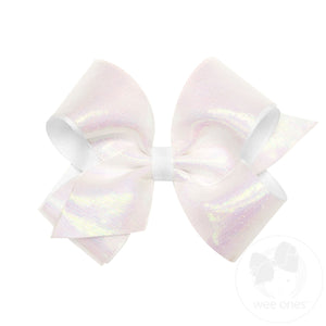 Medium Sheer Iridescent and Grosgrain Overlay Hair Bow