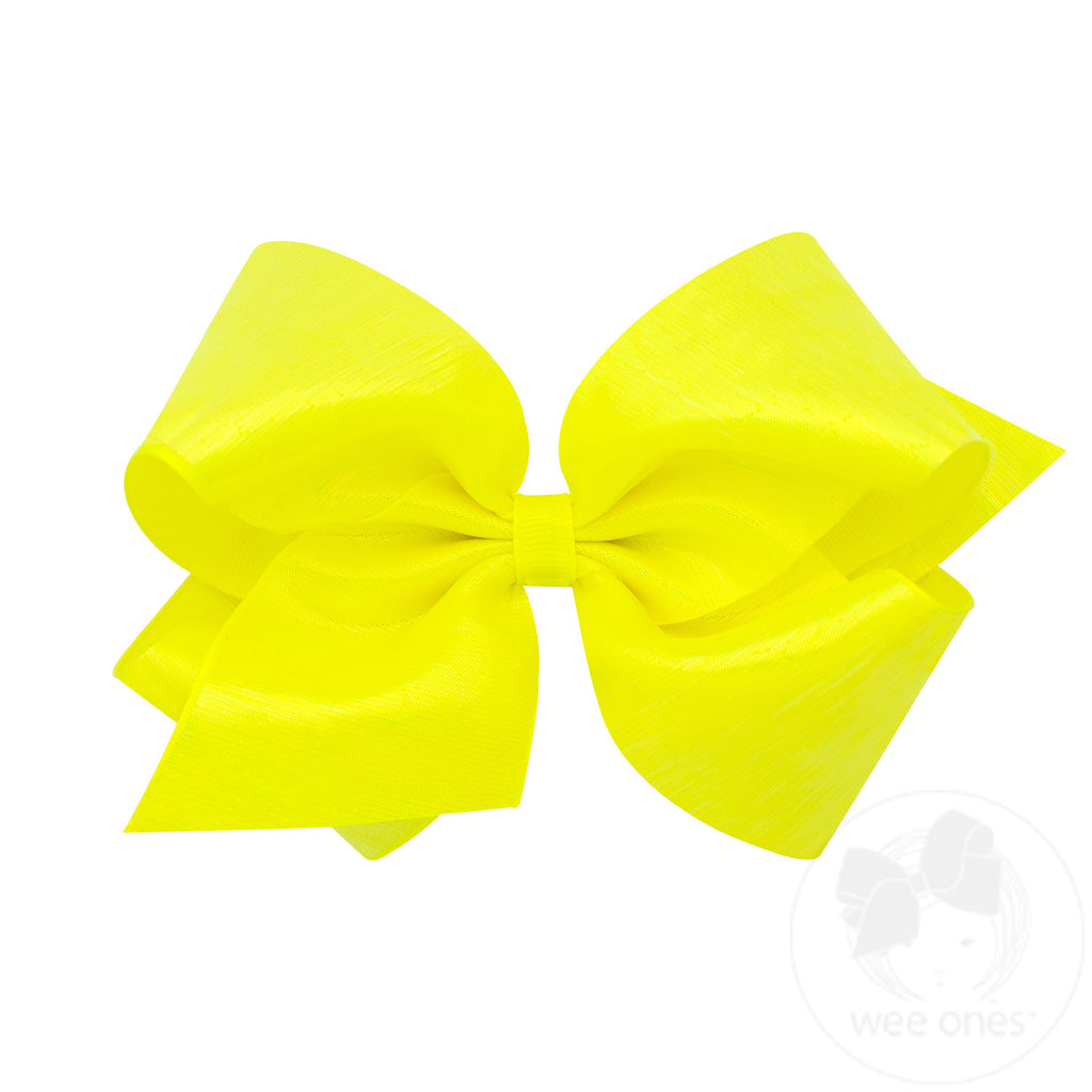 King Sheer Iridescent and Grosgrain Overlay Hair Bow