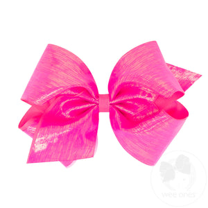 King Sheer Iridescent and Grosgrain Overlay Hair Bow