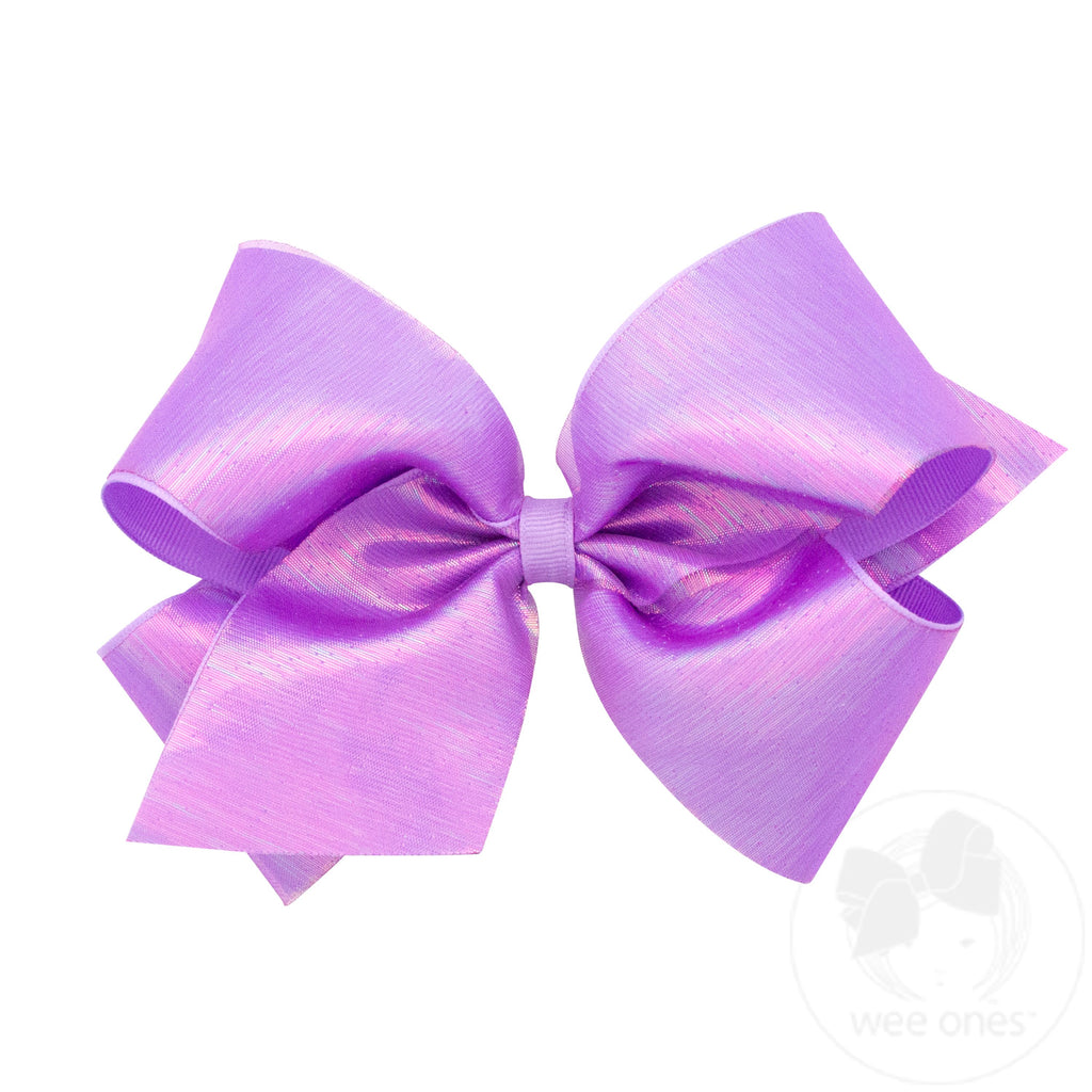 King Sheer Iridescent and Grosgrain Overlay Hair Bow