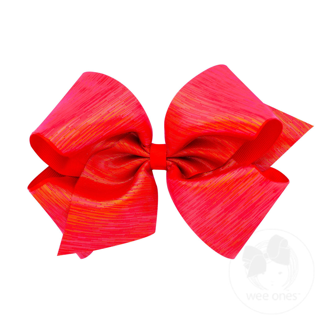 King Sheer Iridescent and Grosgrain Overlay Hair Bow