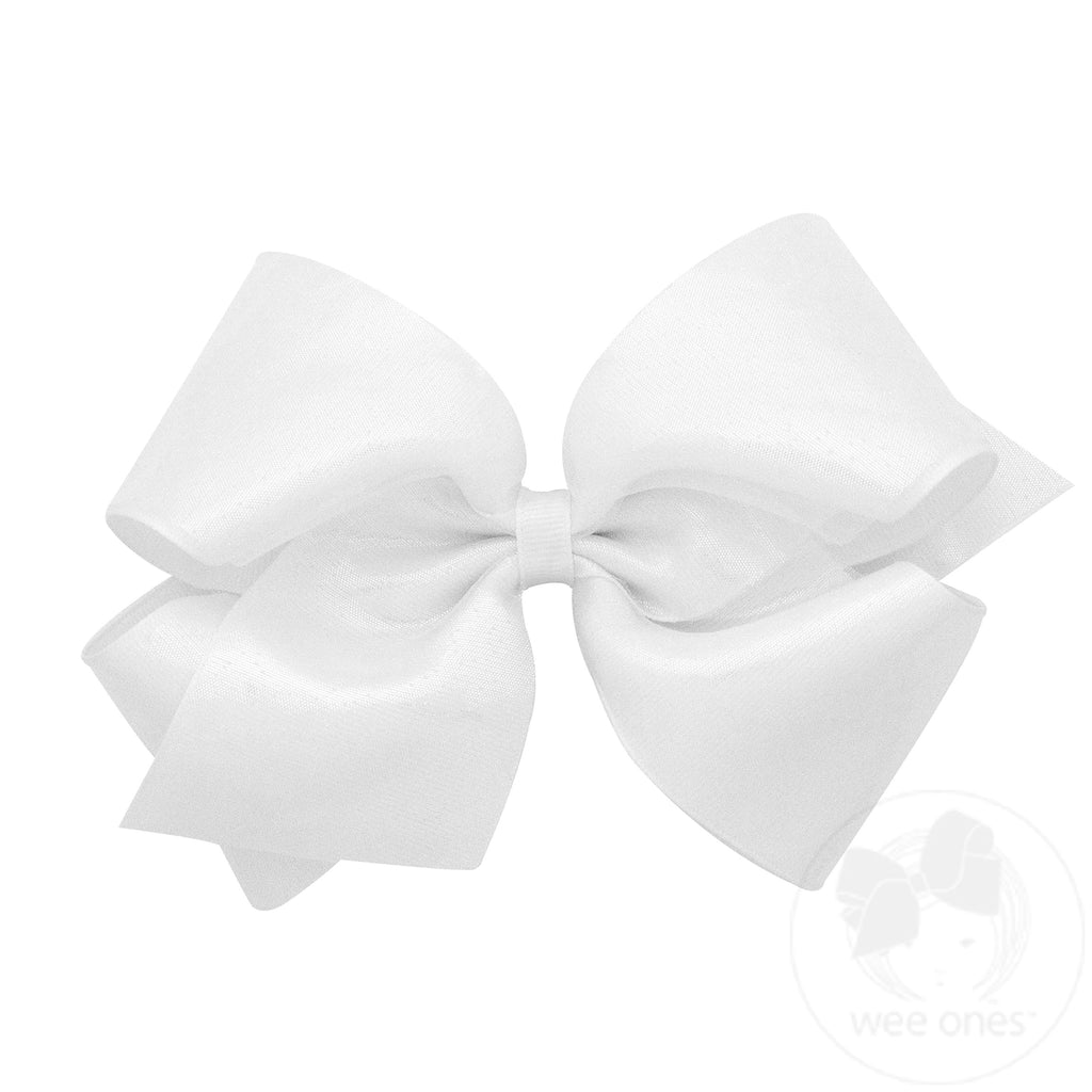 King Sheer Iridescent and Grosgrain Overlay Hair Bow